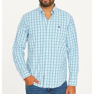Vineyard Vines Poplin Tattersall Whale Shirt Blue Check Cotton Men’s Small S